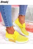 Summer Women Breathable Mesh Crystal Sneakers Light Weight Knitted Casual Ladies Flats Hook Loop Fashion Vulcanized