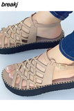 Women Sandals Ankle Strap Summer Shoes For Women Heels Sandals Lightweight Platform Sandals Summer Flat Heeled Sandalias