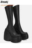 Dropship Brand New Gothic Style Sexy Elegant Chunky Platform Women Ankle Boots Big Size 43 Walking Comfy Woman