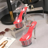 Tube Dancing Shoes High-heeled Shoes Sandals Thin-heeled 17cm Sexy Sequins Platform Hate Sky high-heeled Shoes