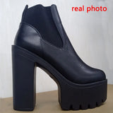 Design Gothic Boots Square Heel Platform Chunky Women Ankle Boots 2023 New Autumn Sexy Elegant Woman Shoes