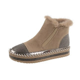 Women's boots Warm short fur plush winter ankle boots plus platform women's side zipper shoes women's comfort