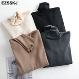 collar Loose soft pure color turtleneck Sweater Pullovers for Women Casual Long Sleeve Sweater Jumpers Female