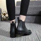 Chelsea Rain Shoes Woman Ankle Rainboots Rubber Boots Non-slip Water Shoes Female Galoshes Overboot for