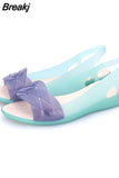 Women 8 Jelly Sandals Home Non-slip Summer Hole Shoes Female Flat Slippers Plastic Female Girls Waterproof EVA Garden