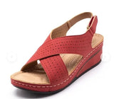 Breakj 2025 New Sandals Women's Slope And Car Sewing Breathable Magic Sticker Hollow Large Size Women's