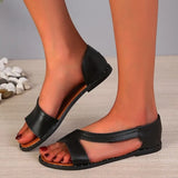 Summer Shoes Women Sandals Flat Beach Shoes Woman Plus Size Gladiator Solid Sandal Comfort Leather