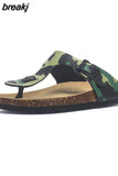 New Beach Cork Flip Flops Slippers 2023 Casual Summer Women Mixed Color Print Unisex Slip on Slides