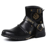 Knight Boots Men's Autumn Large Size Ankle Boots Round Head Metal Buckle Hiking Desert Western Boots Botas
