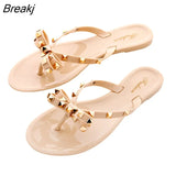 Women Flip Flops Slippers Slide Sandals Beach Soft Sole Flat Sandals Women Shoes Outdoor Slippers Bow Elegant Women
