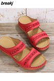 Women Wedge Sandals Premium Orthopedic Open Toe Slippers Vintage Anti-Slip Leather Casual Female Platform Retro Shoes