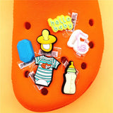 1pcs Hello Baby PVC Shoe Charms Decoration Teether Pacifier Designer Shoes Buckle Accessories Badges Croc Accessory