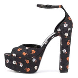 New Women's Sexy Party Shoes Fish Mouth Thick High Heel Platform Sandals Printed Large 43 Platform