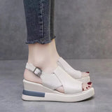 Breakj Platform Heel Sandals Women 2023 New Summer High Heel Fish Mouth Women Shoes Soft Skin Increased Muffin