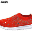 women Fashion Crystal Sneakers Breathable Mesh Slip On Flat Shoes For Women 2023 Outdoor Walking Loafers Zapatos