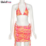 Puss Summer Swimsuit Women Sexy Trend Bikini Tops+Skirt Suits Beach Style Matching Sets Chic Fairy Grunge Vacation
