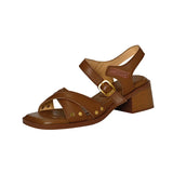 Women's Summer Mid-heel Open-toe Sandals With Empty Back Cross Straps Elegant Woman Heeled Shoes Woman 2024 Trend High