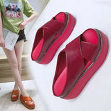 Women Sandals Soft Leather Wedges Shoes Woman Summer Sandals Beach Flip Flops New Platform Sandalias Mujer Wedge Heels