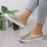 New Fashion Spring and Autumn Women's Flat Shoes Sequin Color Matching Casual Large Round Toe Vulcanized Shoes