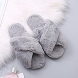 Size Woolen Slippers For Women 2024 Autumn And Winter New Flat-Bottomed Indoor And Outdoor Wear Cross Plush Cotton