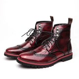 Men Boots Lace Up Versatile Non-slip Waterpoor Men Leather Shoes Round Toe Short Plush Business Boot for Men