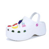 Platform Clogs Women Rainbow Print Height Increasing Fashion 5 CM High Heel Mule Garden Clogs Women's