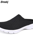 Men New Summer Mesh Casual Shoes Outdoor Breathable Half-pack Slippers Men's Women's Flat Bottom Fashion Couple Walking
