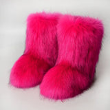 and The United States In The Tube 2023 New Casual Women's Shoes Fox Fur Boots Plus Velvet Anti-ski Boots Botas Para
