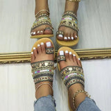 Women Shoe Summer Greek Style Boho Folk-Custom Artisanal Ladies Flat Slippers Casual Breathable Comfortable Beach Women