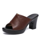 Fashion Women Sandals Comfortable Genuine Leather Thick Heels Women's Casual Shoes Summer Platform Sandal Plus Size