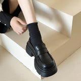 Love Shoes Heightened Small Leather Shoes 2024 New Korean Muffin Black English Round Head Retro JK