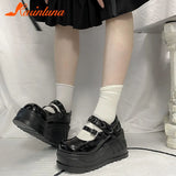 High Heeled Mary Jean Shoes New Hot 2023 Spring Summer Black Round Toe Punk Goth Pumps Ankle Buckle Cute Shoes Plus