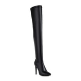 Over the Knee Boots Women 2023 Plus Size 34-49 Men Elastic PU Leather Stiletto Black Sexy Party Thigh High Long