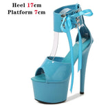 Color Shoes Stripper Heels Women Sandals Sexy Shoes Party Club Sandals 17 CM Platform High-heeled Wedding Shoes Pole