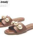 Size 34-41 2023 Za Pearl Womens Slippers Elegant Flats Sandals Woman Casual Flat Shoes Ladies Comfort Home
