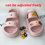 Flowers Summer Platform Sandals Women 2023 Open Toe Soft Sole Cloud Slippers Woman Non Slip Thick Sole Beach
