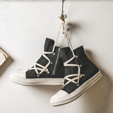 Shoes High-top Canvas Shoes Women All-match Casual Shoes Lace-up Sneakers Men Flat Platform Shoes Zipper Vulcanized