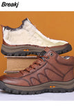 New Men Waterproof Ankle Boots Winter Warm Plush Snow Outdoor Sneaker Work Male Rubber