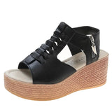 New Fashion Slope Heel Sandals Women's Open Toe Metal Zipper Cool Wedge Women's
