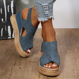 Plus Size Wedge High Heels Sandals Women 2024 Peep Toe Platfrom Sandals Woman Buckle Strap Non Slip Beach Sandles