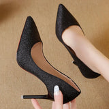 for Woman High Heels Pumps 10cm Tacones Pointed Toe Sexy Ladies Stilettos Wedding Shoes Internet Celebrity Heels Plus