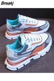 Women Casual Shoes Lovers Leather Dad Platform Chunky Sneakers Harajuku Flat Thick Sole Tenis Wedge White Basket