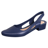 closed toe jelly sandals women pointed toe chunky med high heels flip flops slingback casual candy skidproof beach