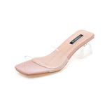 Summer Women Sandals Shoes Luxury Beach Ladies Pvc Clear Sandal Comfortable High Heels Woman Transparent Medium Heel