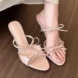 Breakj To Foul! Nude Color With Bows Cool Slippers Women Summer High
