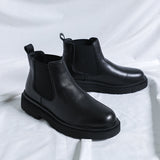 Breakj Boots Male Cotton Shoes High Top Leather Shoes Black Martin Boots Men Middle Top Leather Shoes