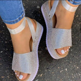 Fashion Rhinestone Wedge Sandals Ladies Summer 2023 High Heels Platform Shoes Women's Platform Sandals Zapatos Mujer