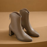 Winter New Fashionable Pointed Leather Top Outerwear with Rear Zipper Large Comfortable Naked Boots Women's
