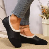 Velvet Bean Shoes Women 2025 Winter New Retro Women's Shoes Round Head Soft Skin One Foot To Keep Warm Cotton