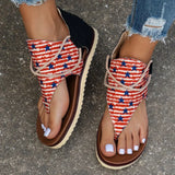 Breakj Size Sandals Women Popular Summer New Clip Toe Print Flat Sandals Women's Back Zipper Women